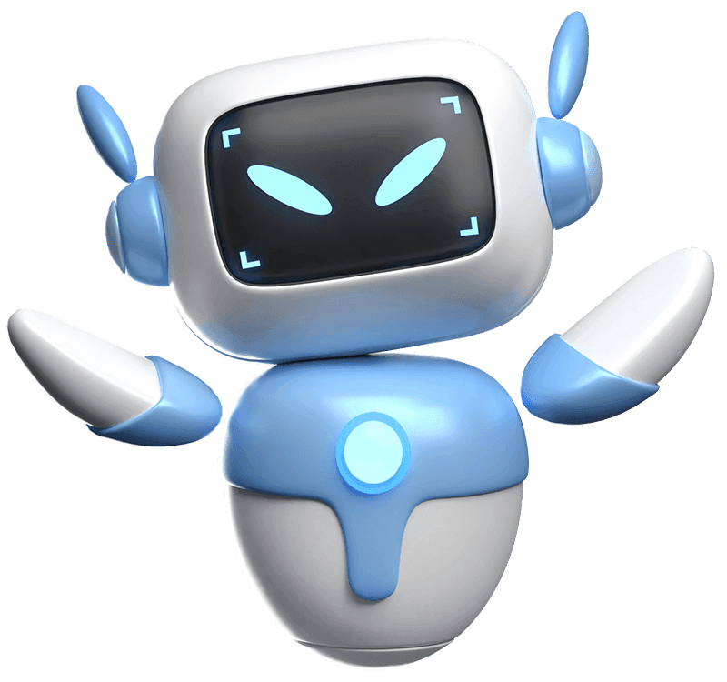 Mascote da Robótica de Sucesso comemorando